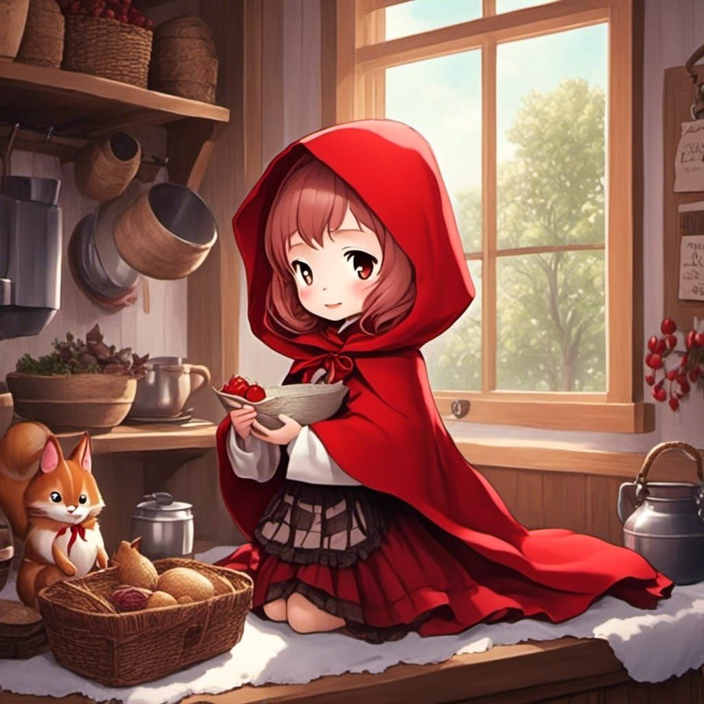 Kawaii Red Riding Hood in 3D Cartoon Style