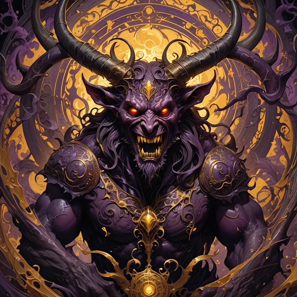 Dark Fantasy Demon in Art Nouveau Style