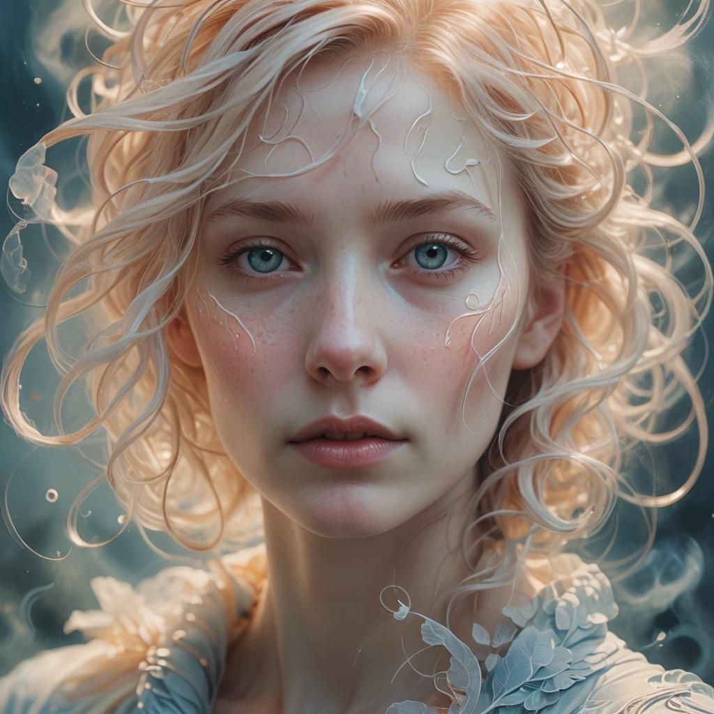 Ethereal Woman Portrait in Dreamlike Surrealism Style