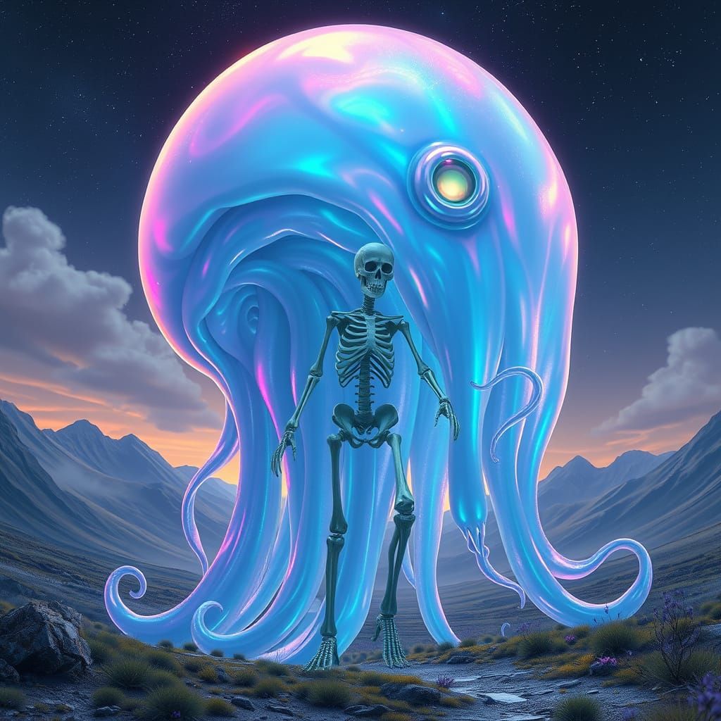 Iridescent Slime Giant in Surreal Ethereal Style