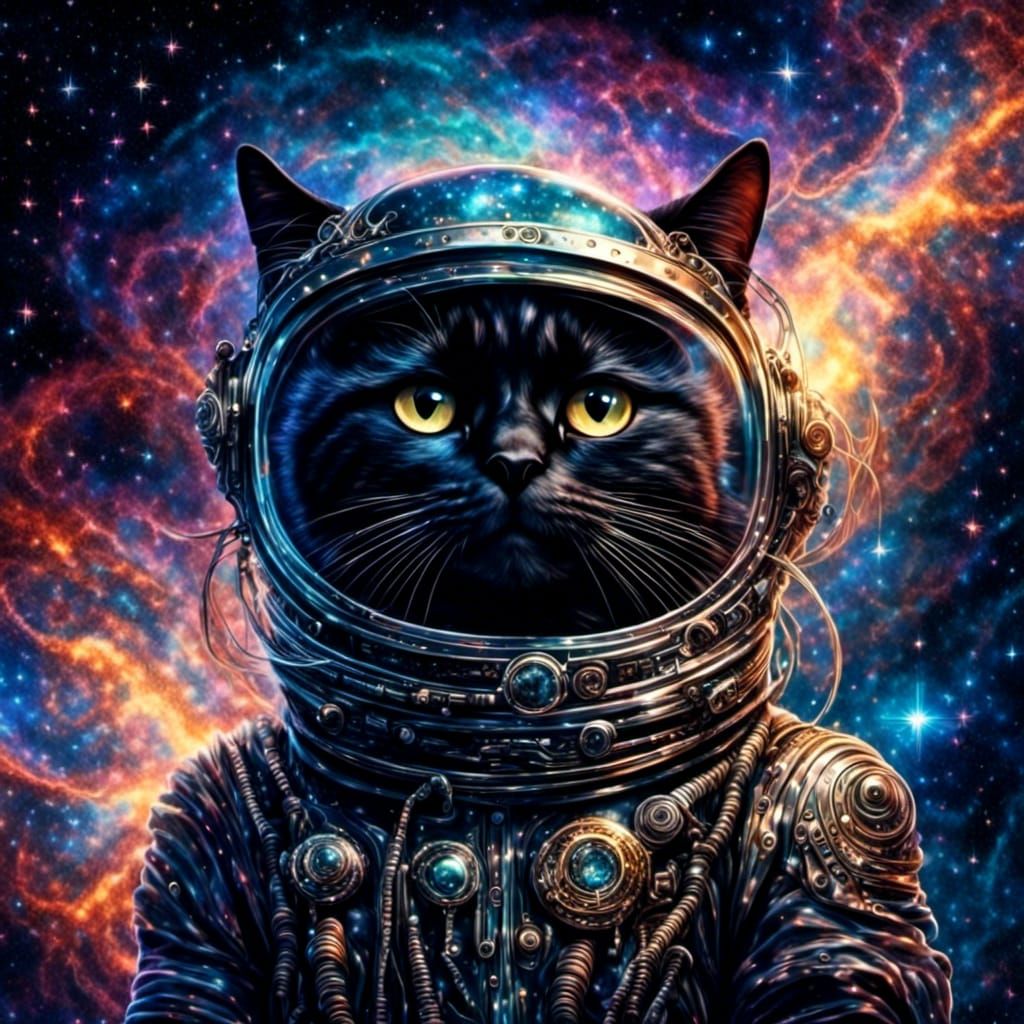 Celtic Cats in Space: Hyperreal Digital Art