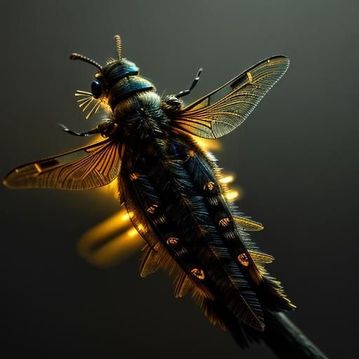 Hyperrealistic Firefly Shines in the Dark