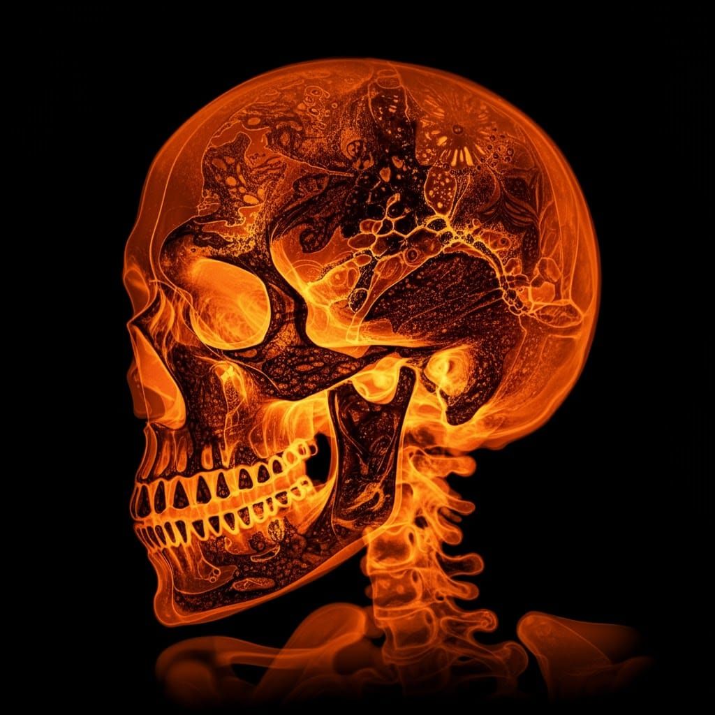 Skeleton Photogram with Intricate Black and White Patterns