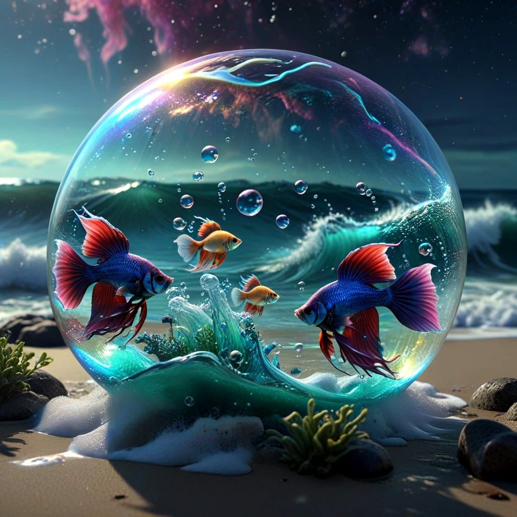 Magical Betta Fish in an Epic Oceanic Wonderland