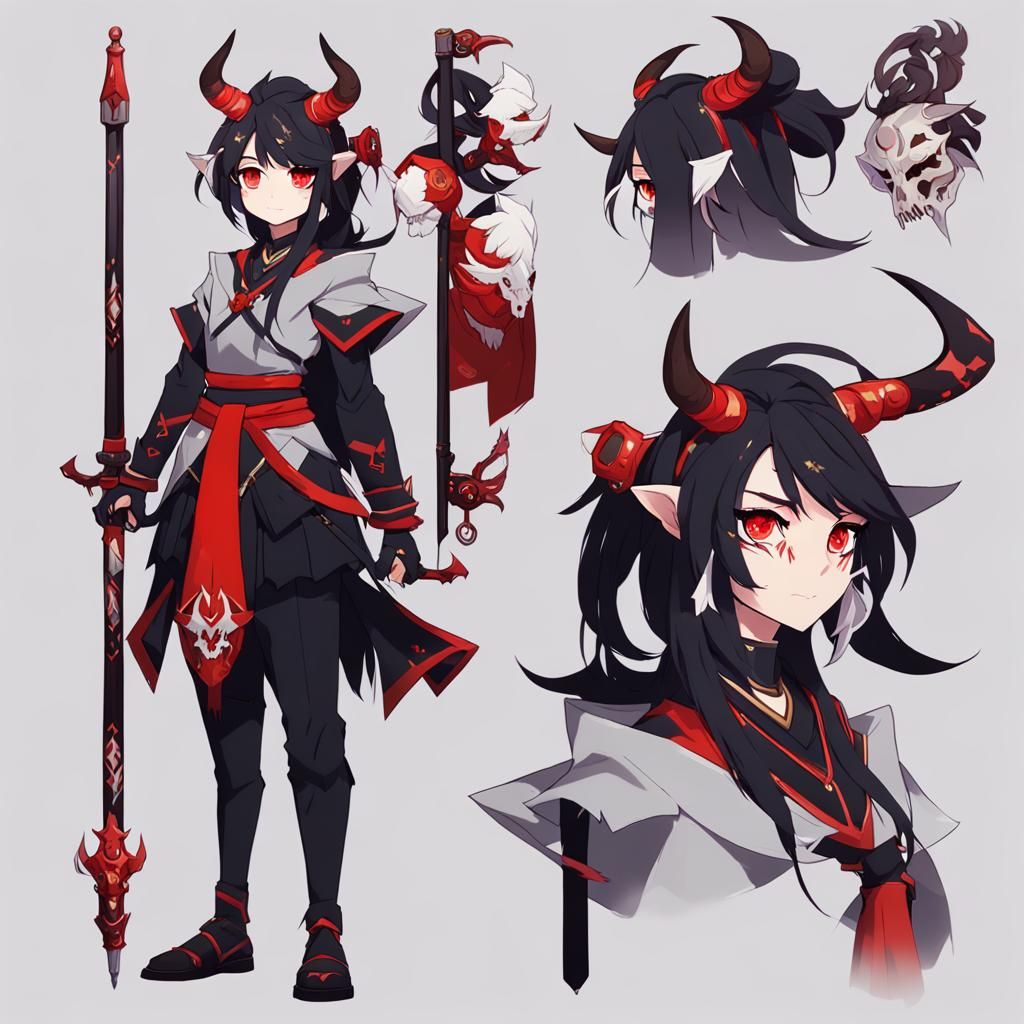 Genshin Impact OC: Oni Character Design Sheet
