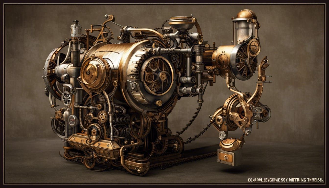 Detailed Steampunk Engine Illustration