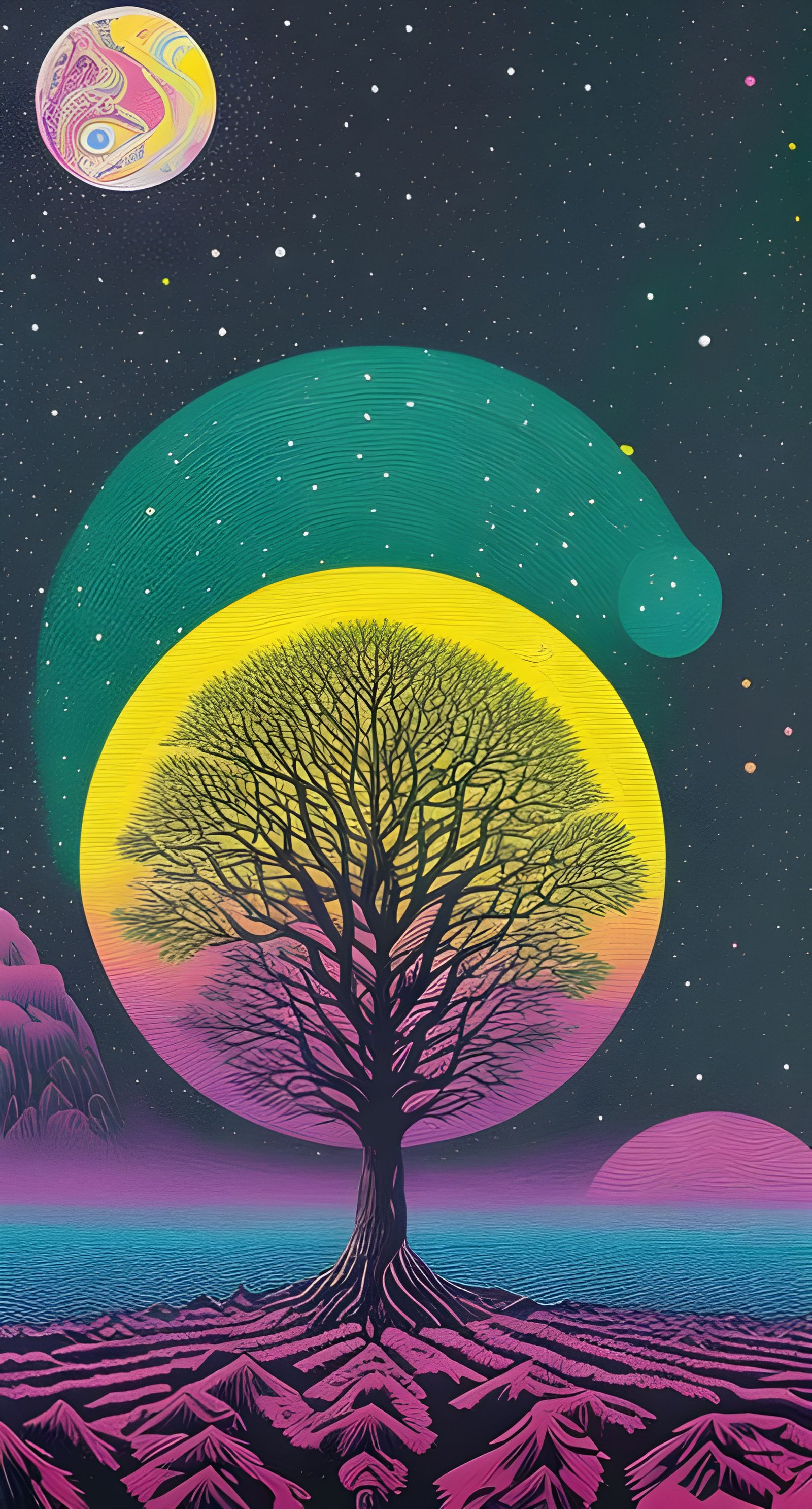 Tree on the Moon: Pen Drawing in Space