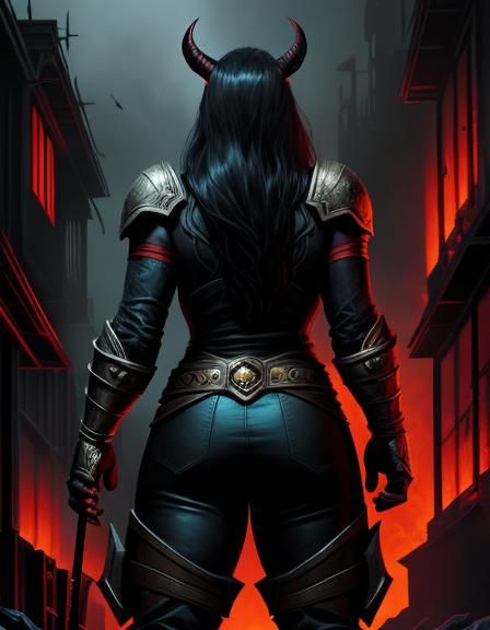 Dwarf Demon Hunter Battles Shadows in Comic Book Art