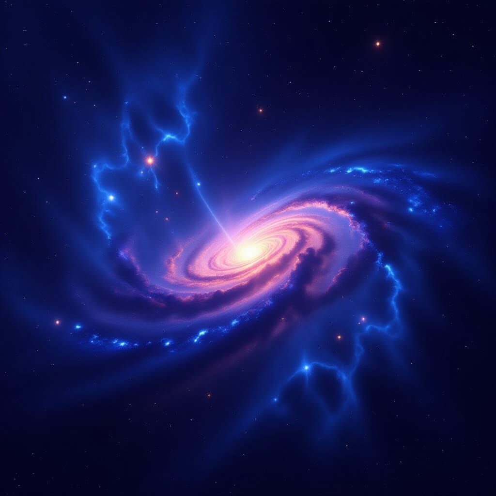 Ring Galaxy in Dark Void, High Contrast Astrophotography