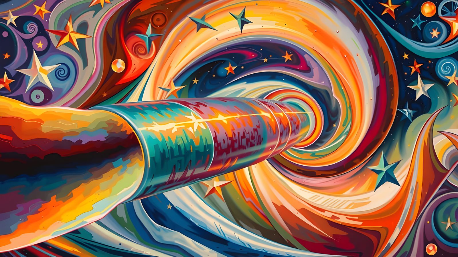 Cosmic Vortex of Glowing Plasma in Surreal Oil Painting Styl...