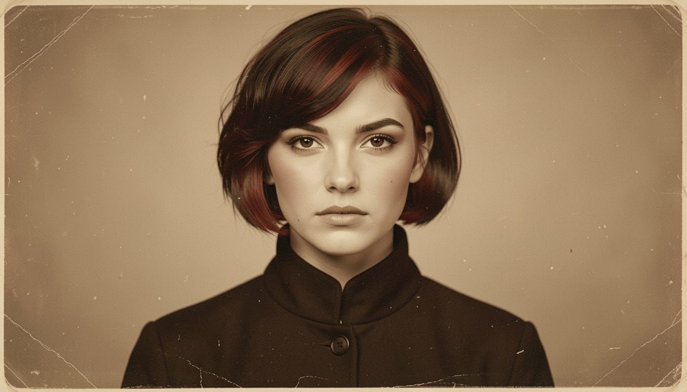 Young Woman with Bold Expression in Sepia Tones