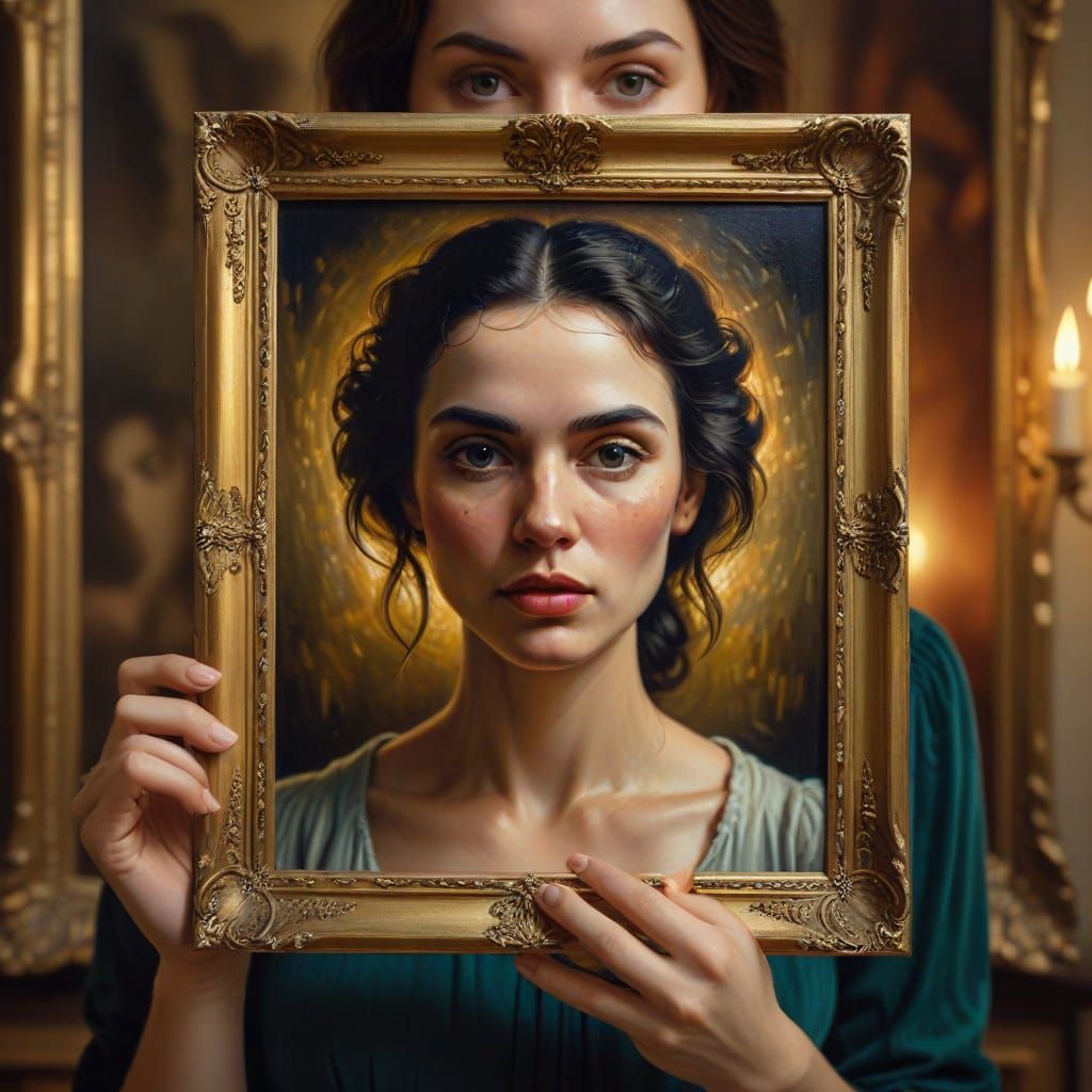 Dreamlike Portrait in a Golden Frame