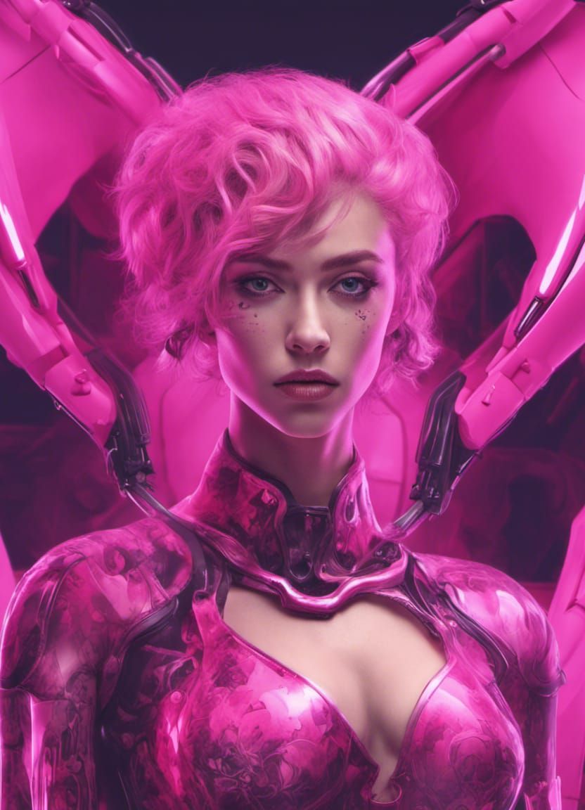 Cybernetic Woman in Hot Pink Latex