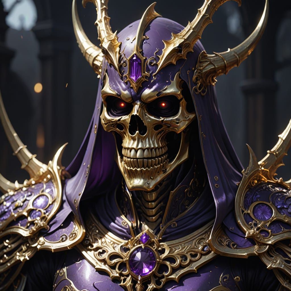 Skeletal Demon in Regal Purple Armor