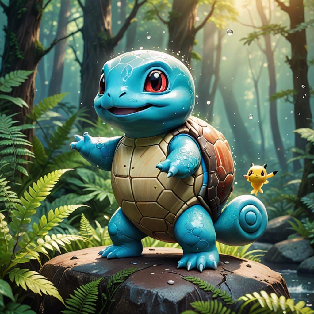 Whimsical Squirtle in Enchanted Forest