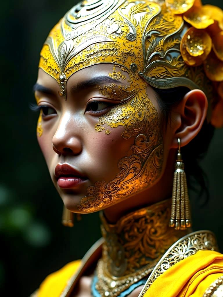 Cyberpunk Yaksa Portrait in Ayutthaya Style