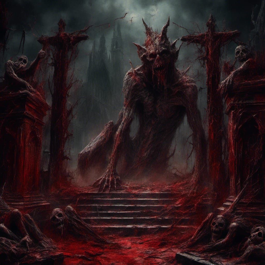 Sinister Zombie Gargoyle in Gates of Hell Horror