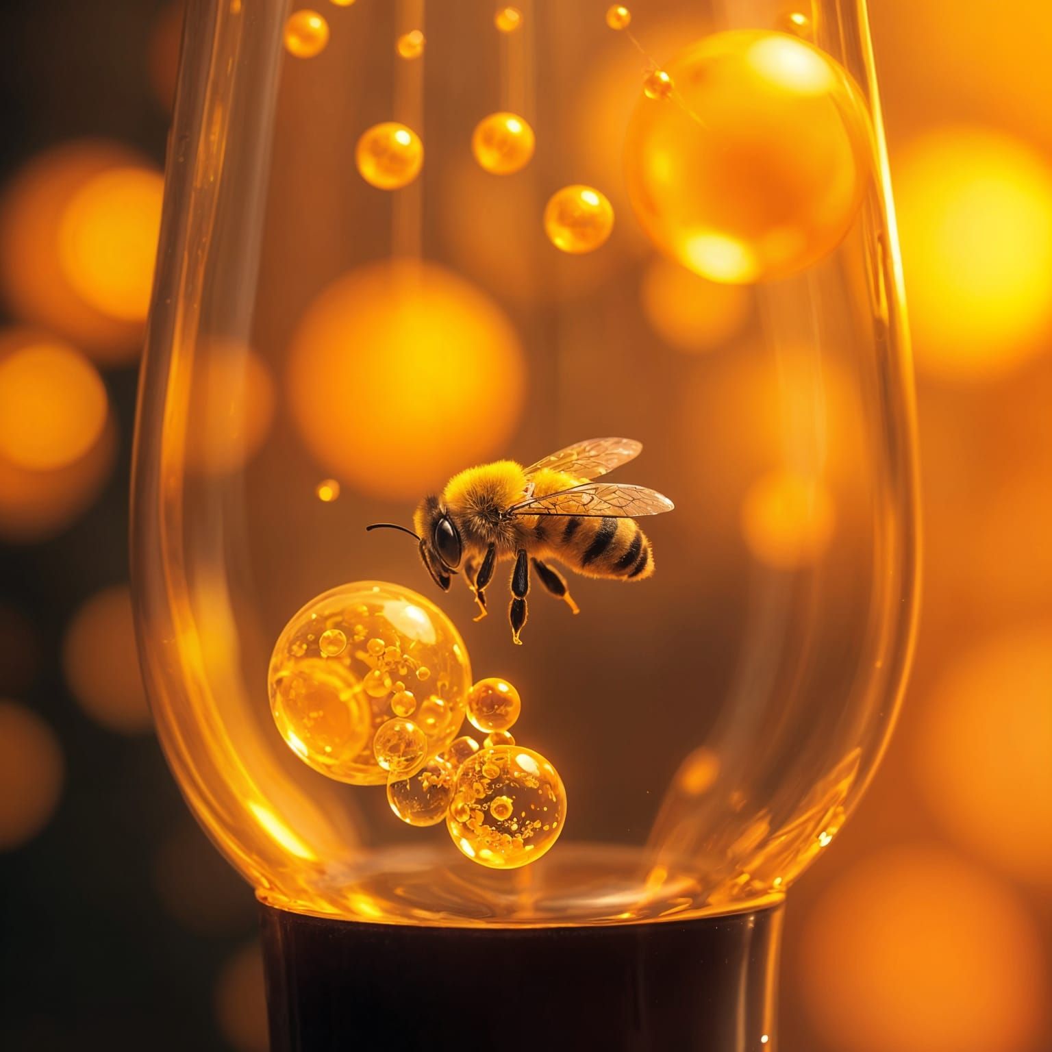 Surreal Lava Lamp Scene with Floating Bee