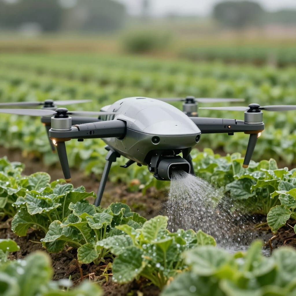 Futuristic Drone Tends Farm Plants in Realistic Concept Art ...