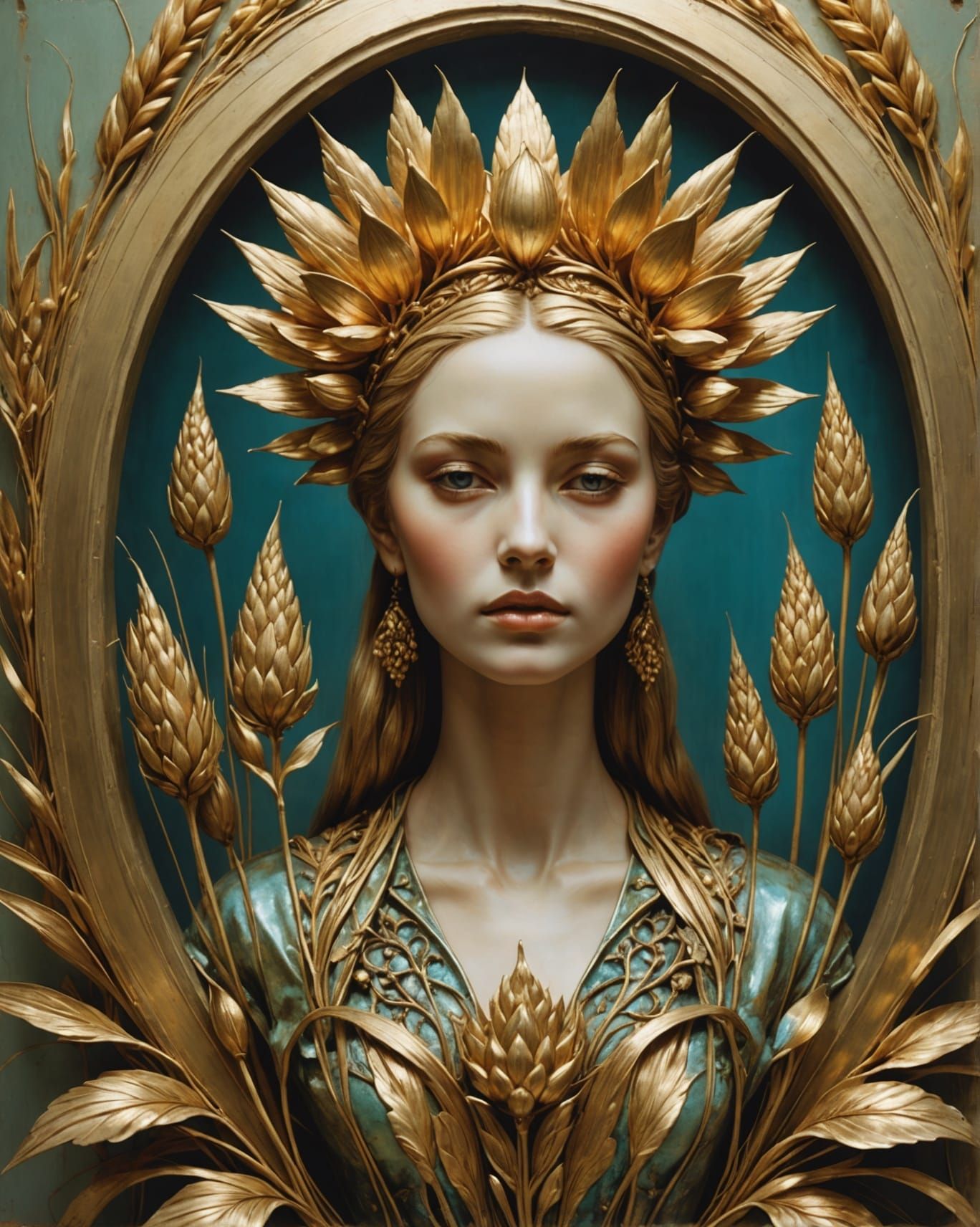 Wheat Goddess in Lotus Portal: Solarized Photography