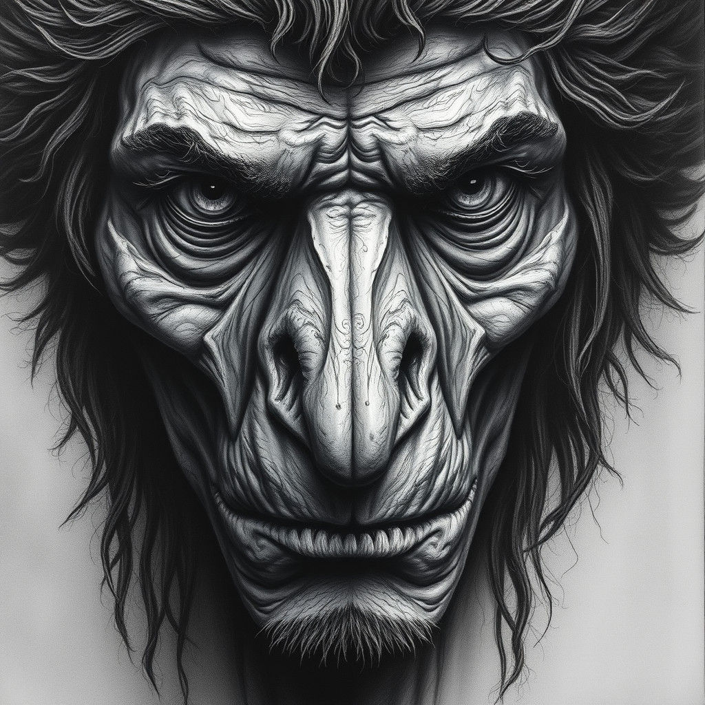 Detailed Charcoal Portrait with Expressive Textures