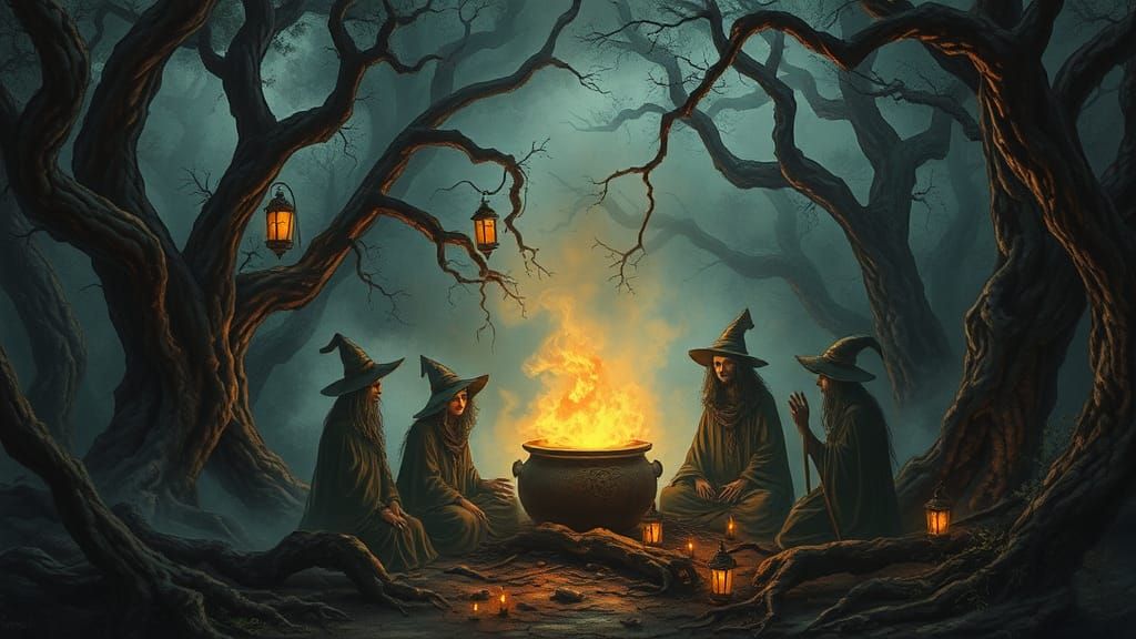 Mystical Witches Coven in Primeval Forest