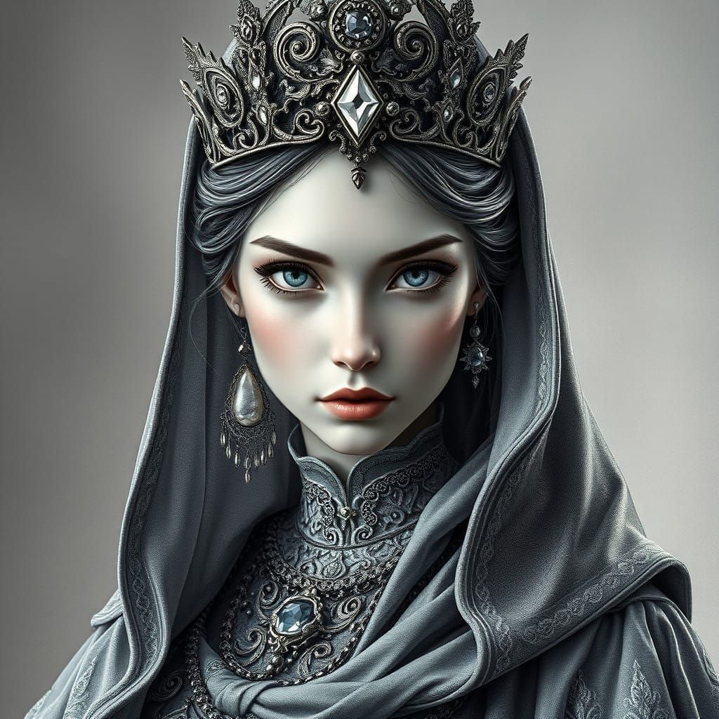 Medieval Fantasy Princess in Charcoal Portrait