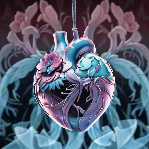 Art Nouveau Floral Heart Illustration