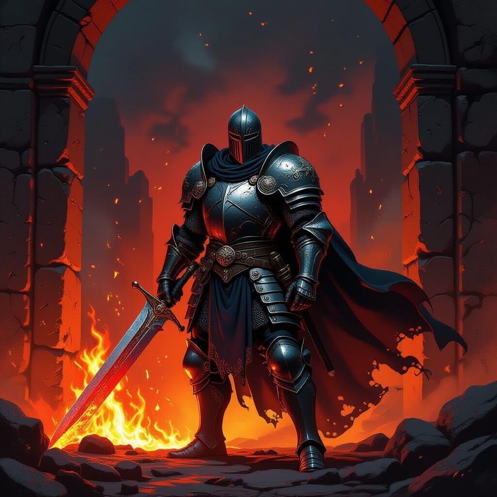 Knight Guards Fiery Volcanic Forge Entrance