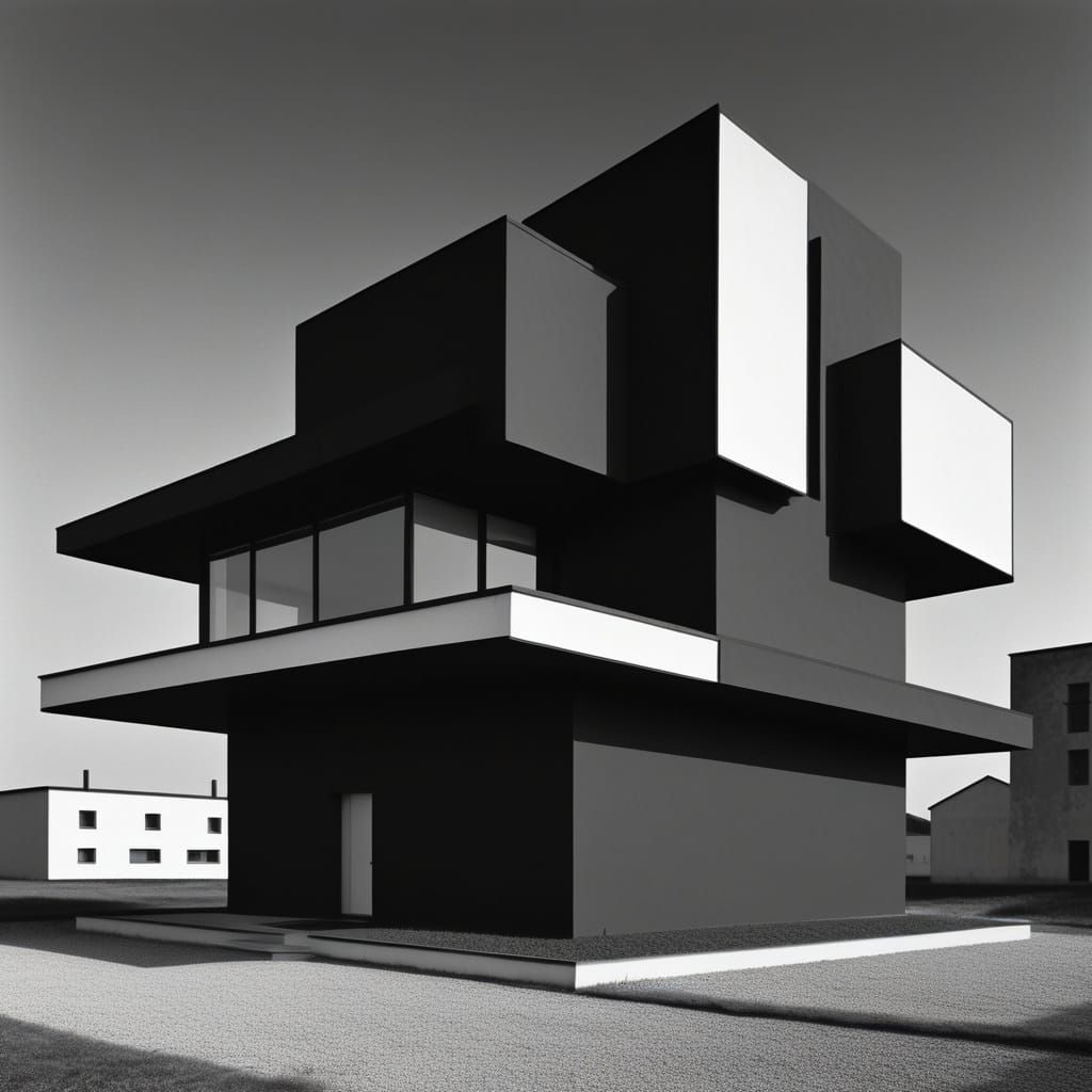 Dark Futuristic Bauhaus Cityscape