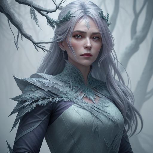 Frost Entity Drifting Through Frozen Forest