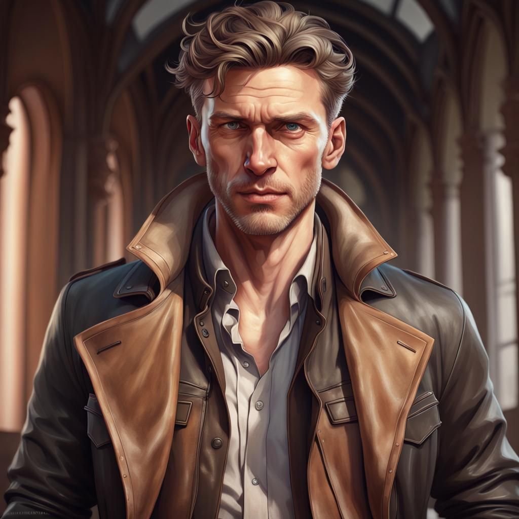 German Man Portrait in Hyperdetailed Digital Art Style