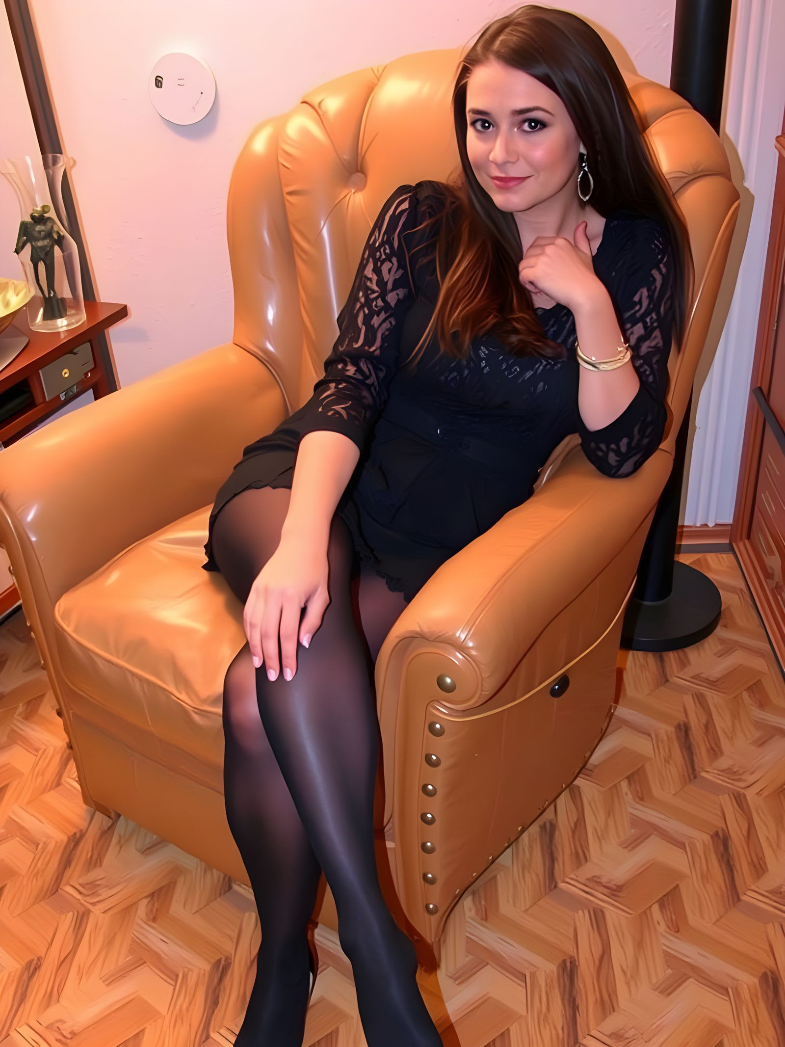 Elegant Woman in Armchair: A Realistic Portrait