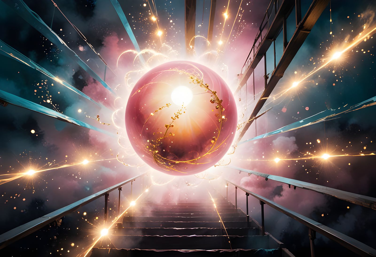 Shadow-Light Effect: Staircase to Sky in Pink Tones