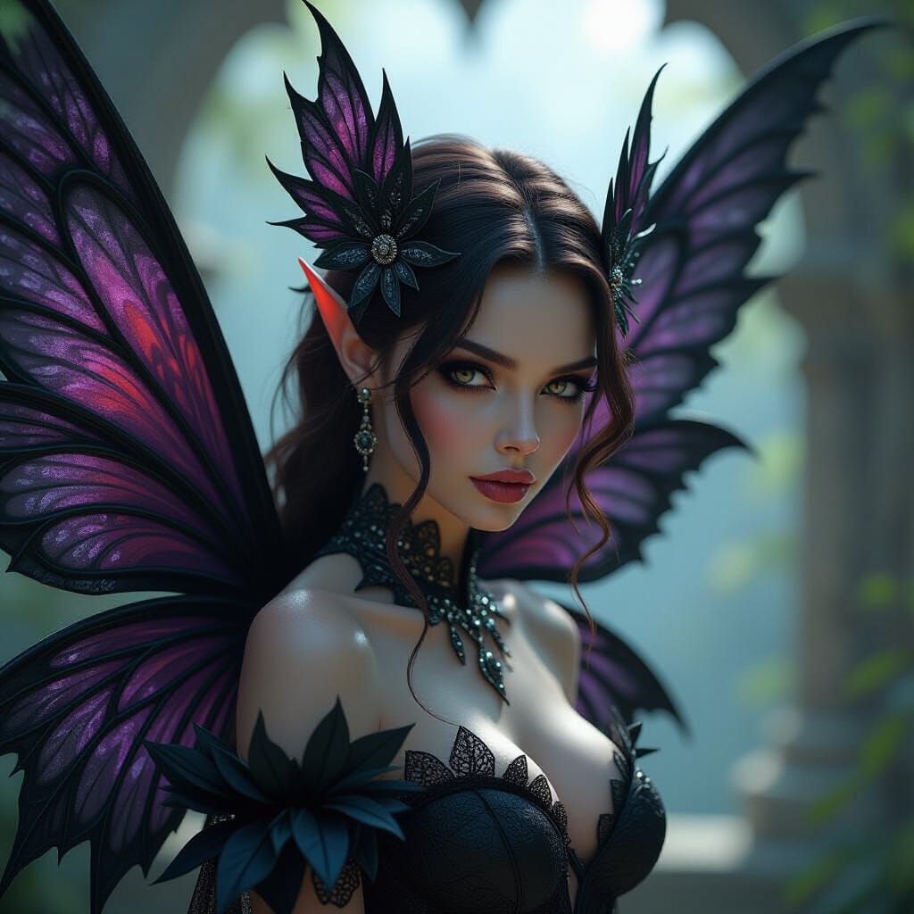 A dark fantasy fairy in the style of caravaggio