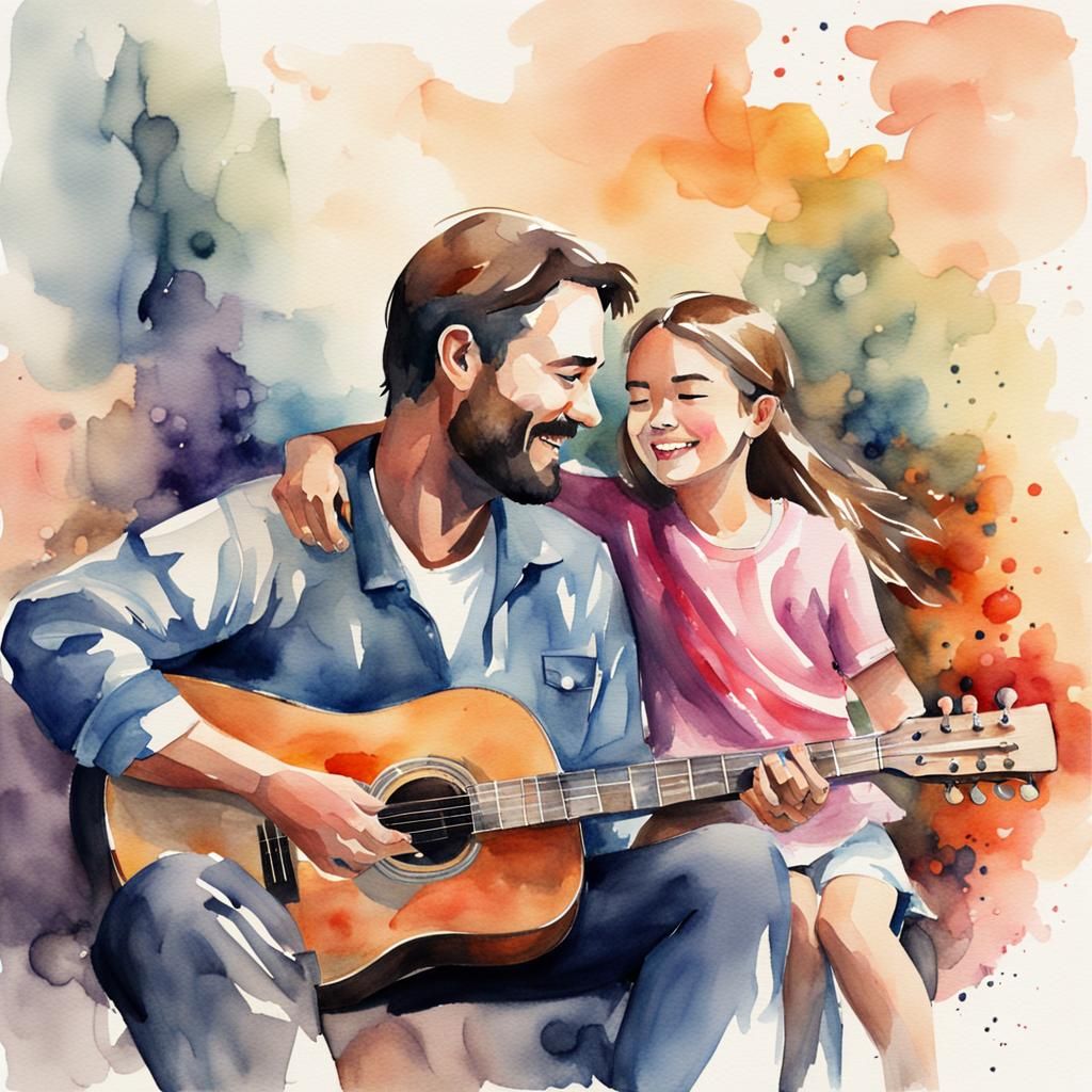 Father and Daughter: A Watercolor Moment