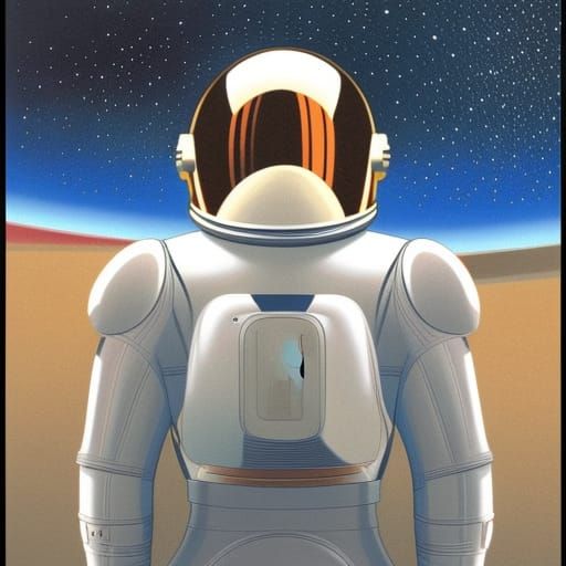 Astronaut Watching Fireworks Reflection