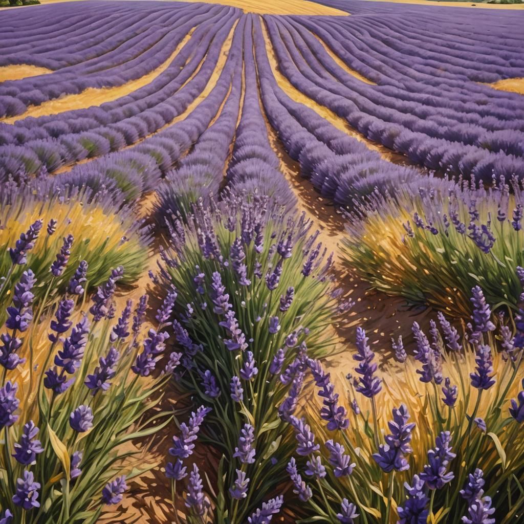 Lavender Fields Swaying: Cinematic Oil Painting
