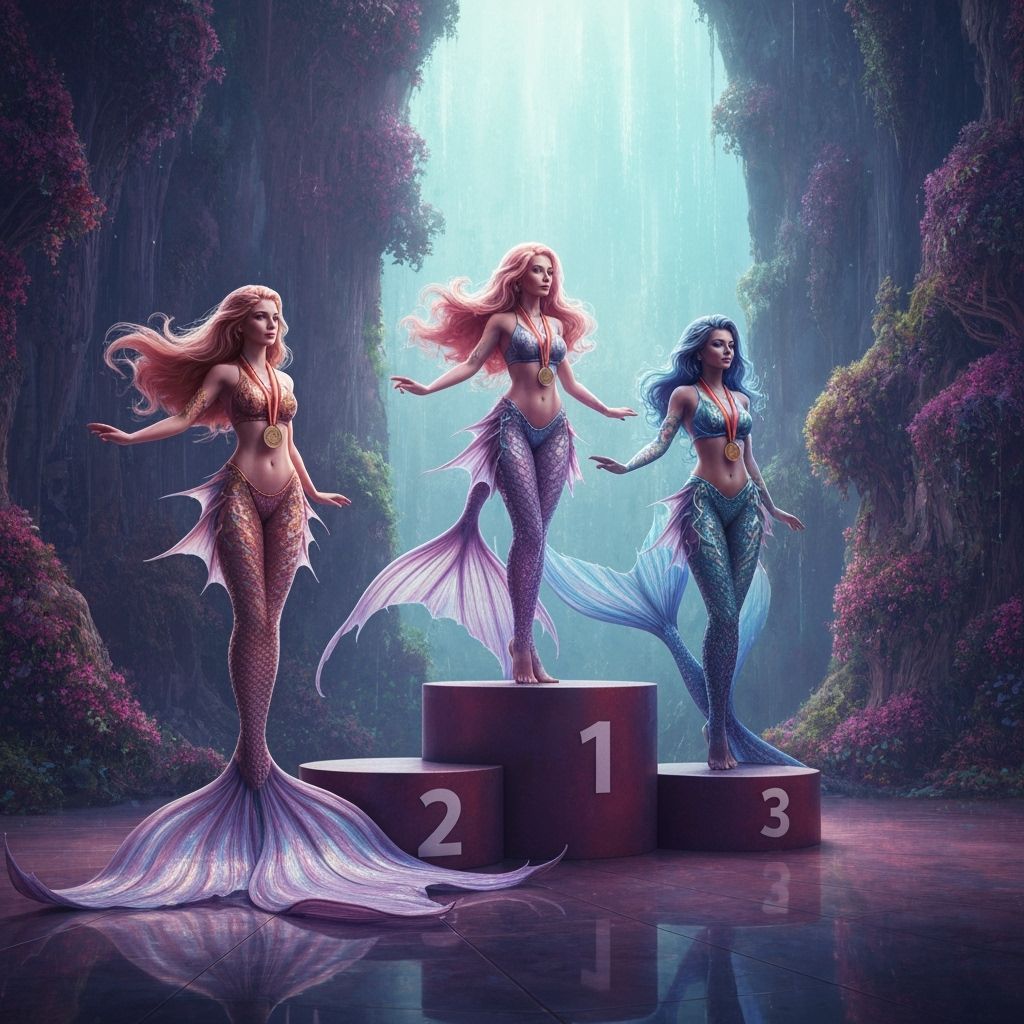 Mermaids Win Olympic Medals in Fantasy Art Style