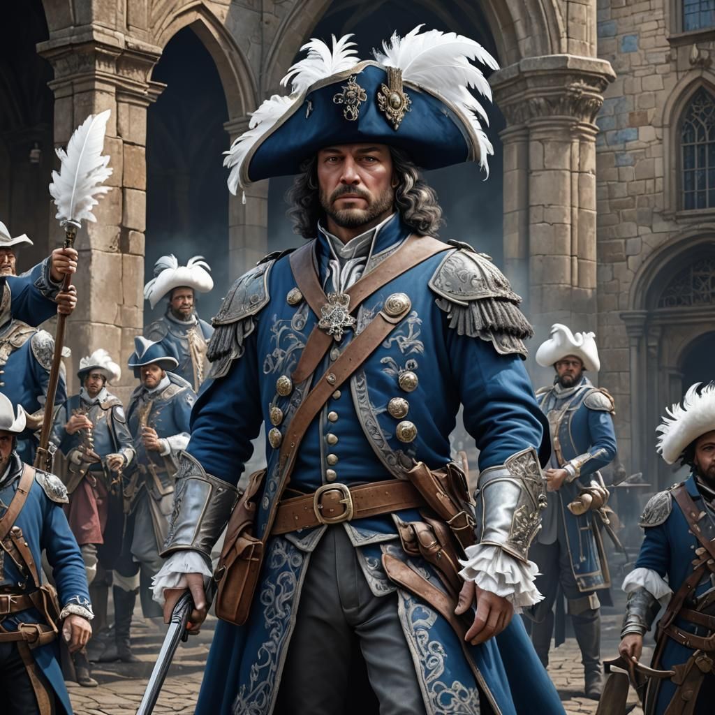 King's Musketeer in Blue Cassak: Fantasy Concept Art