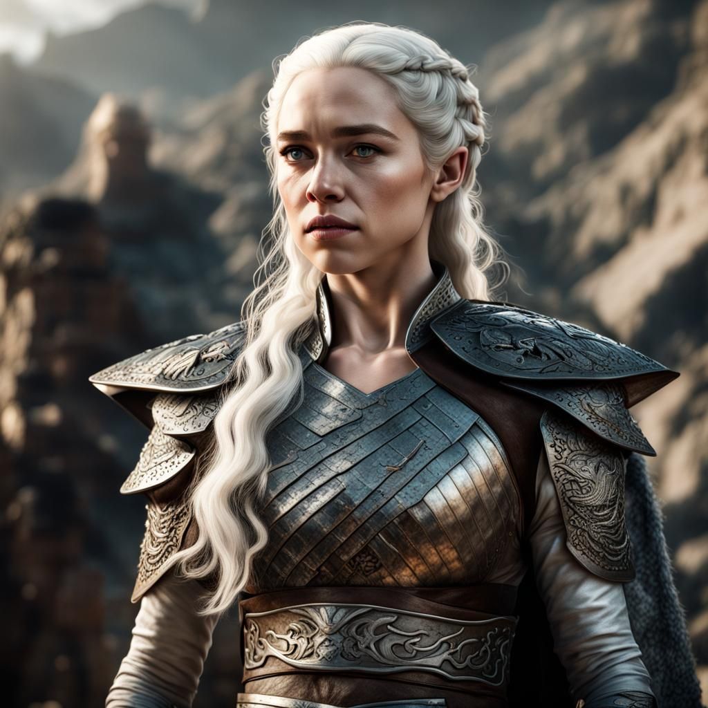 Hyper-Realistic Daenerys Targaryen in Battle Outfit