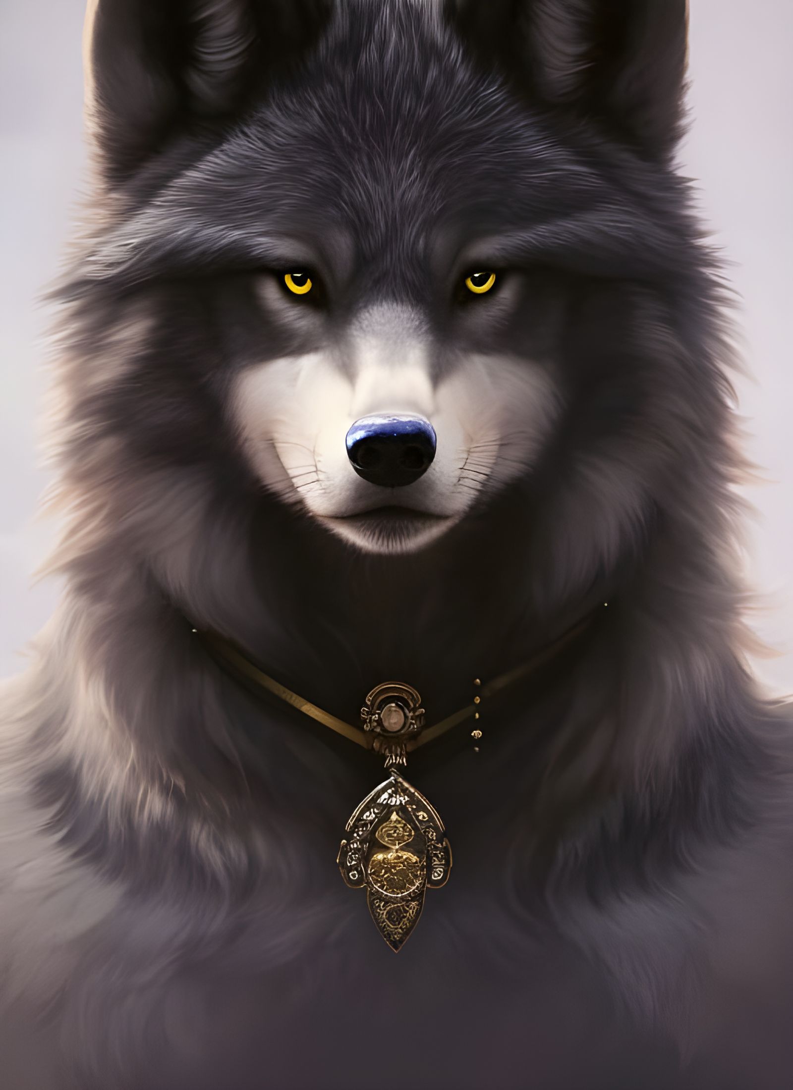 character portrait icon of the anthropomorphic wolf girl head and shoulders portrait, 8k resolution concept art portrait...