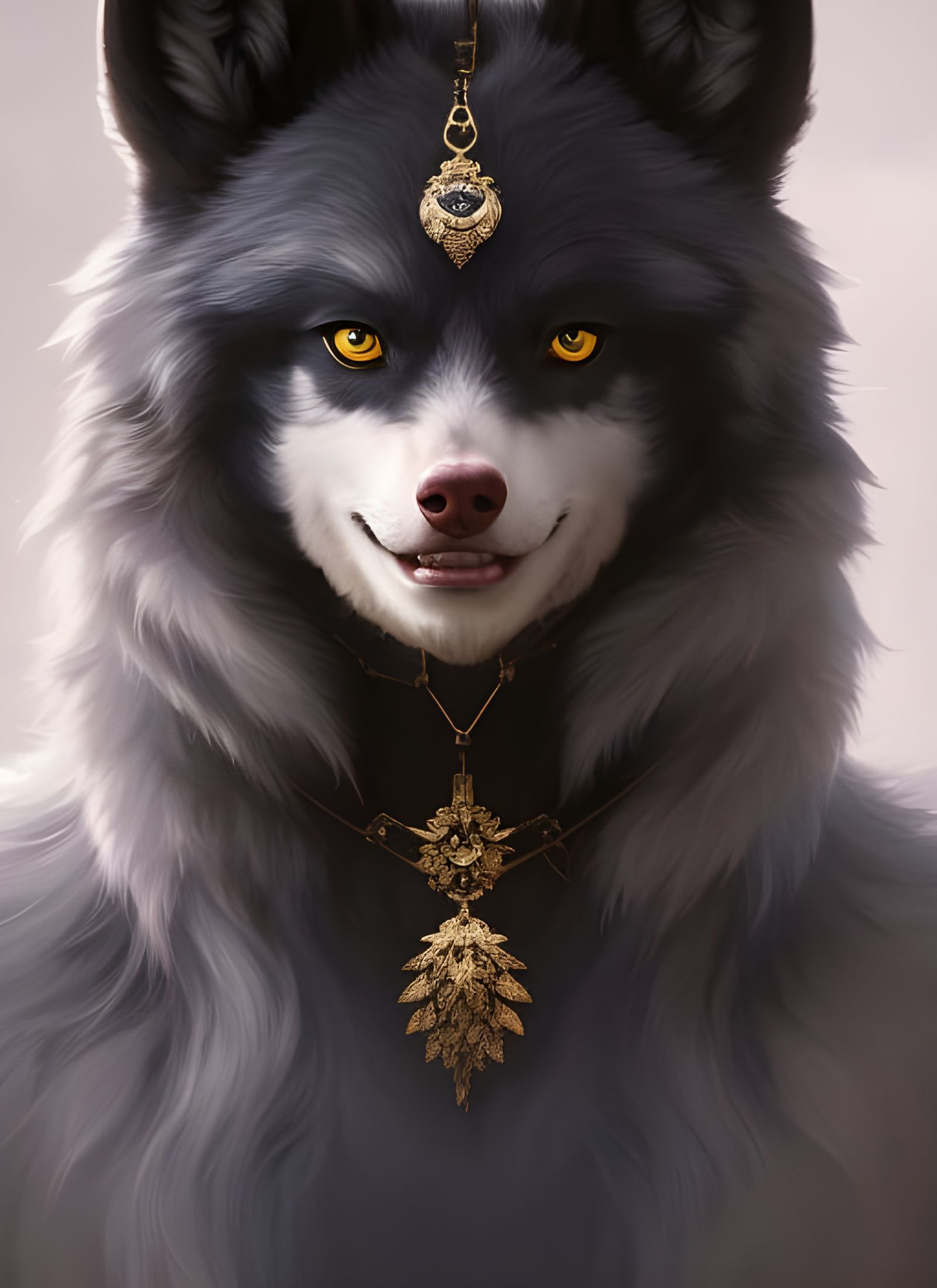 character portrait icon of the anthropomorphic wolf girl head and shoulders portrait, 8k resolution concept art portrait...