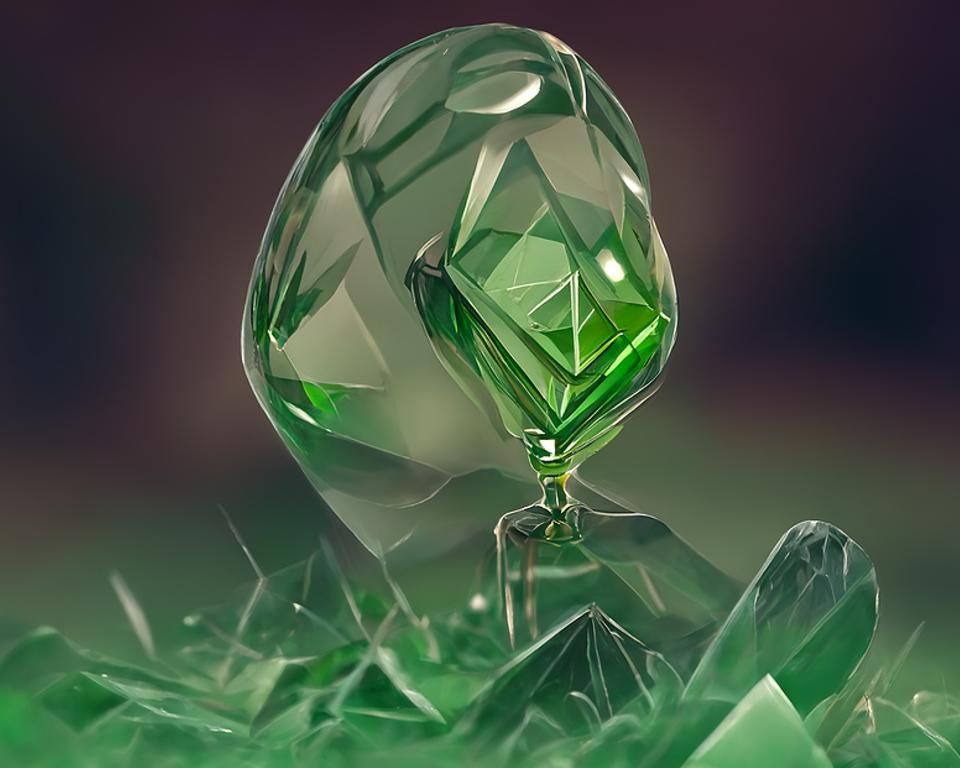 Emerald Crystal Embryo: Digital Art in Unreal Engine