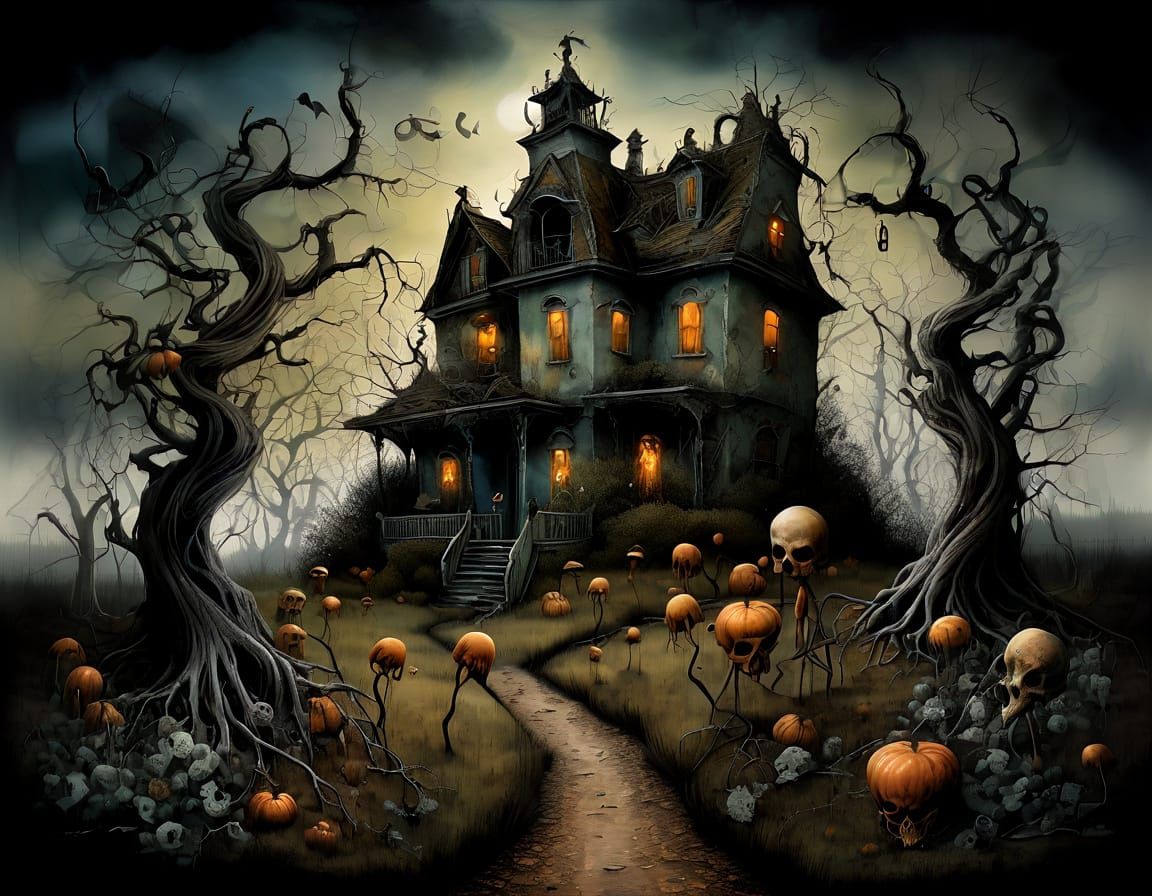 Ominous Garden of Mystery in Horror Style