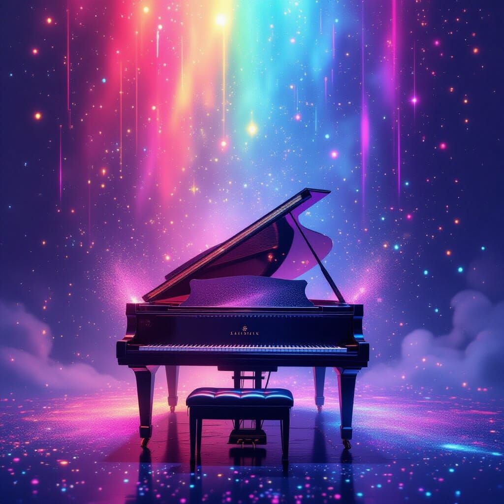 Piano Surrounded by Magical Frequencies