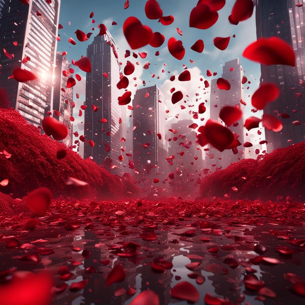 Chocolate Skyscrapers with Rose Petal Rain: Detailed Matte P...