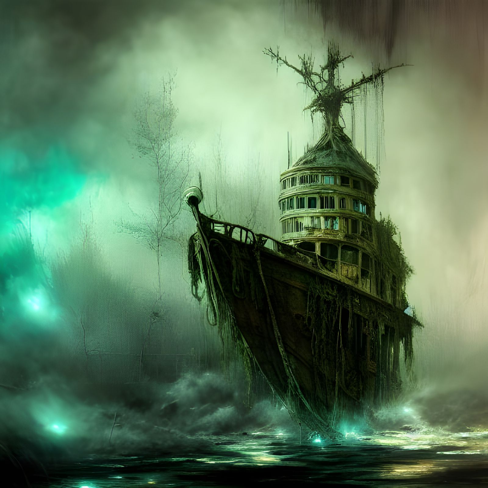 Intricate Ghost Ship in Decaying Fractal Iridescence