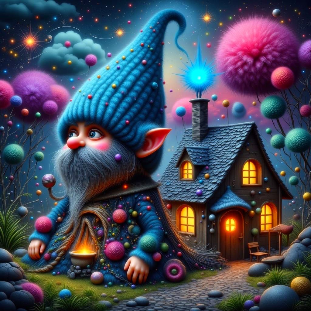 Gothic Fantasy Gnome in Whimsical Nordic Home