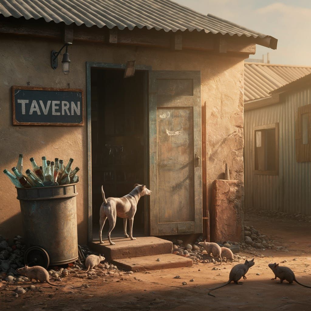 South African Alleyway Tavern at Dawn, Matte Painting